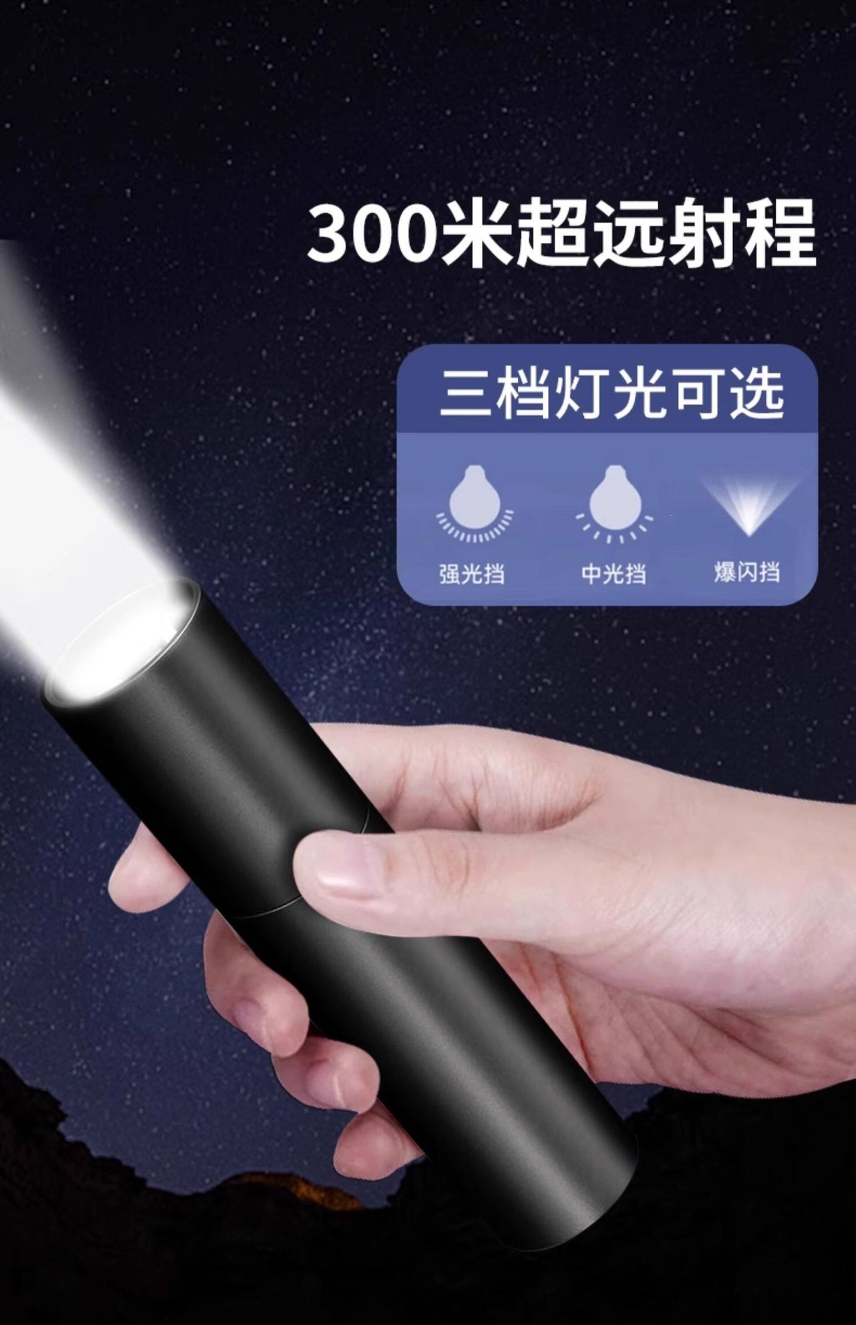 Mini flashlight with strong light, ultra-bright, long-range, rechargeable, portable, durable, small LED light for home use Z27