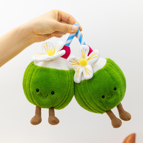 Creative Summer Coconut Table Companion Doll Simulation Fruit Plush Toy Cute Companion Cloth Doll Office Decoration