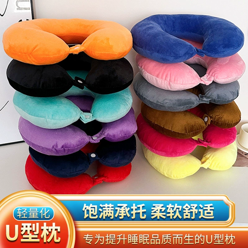 U-образная подушка для шеи из хлопкового материала PP, комфортная подушка для путешествий и вождения, с нанесенным логотипом, подушка для офисного сна, поддержка шеи