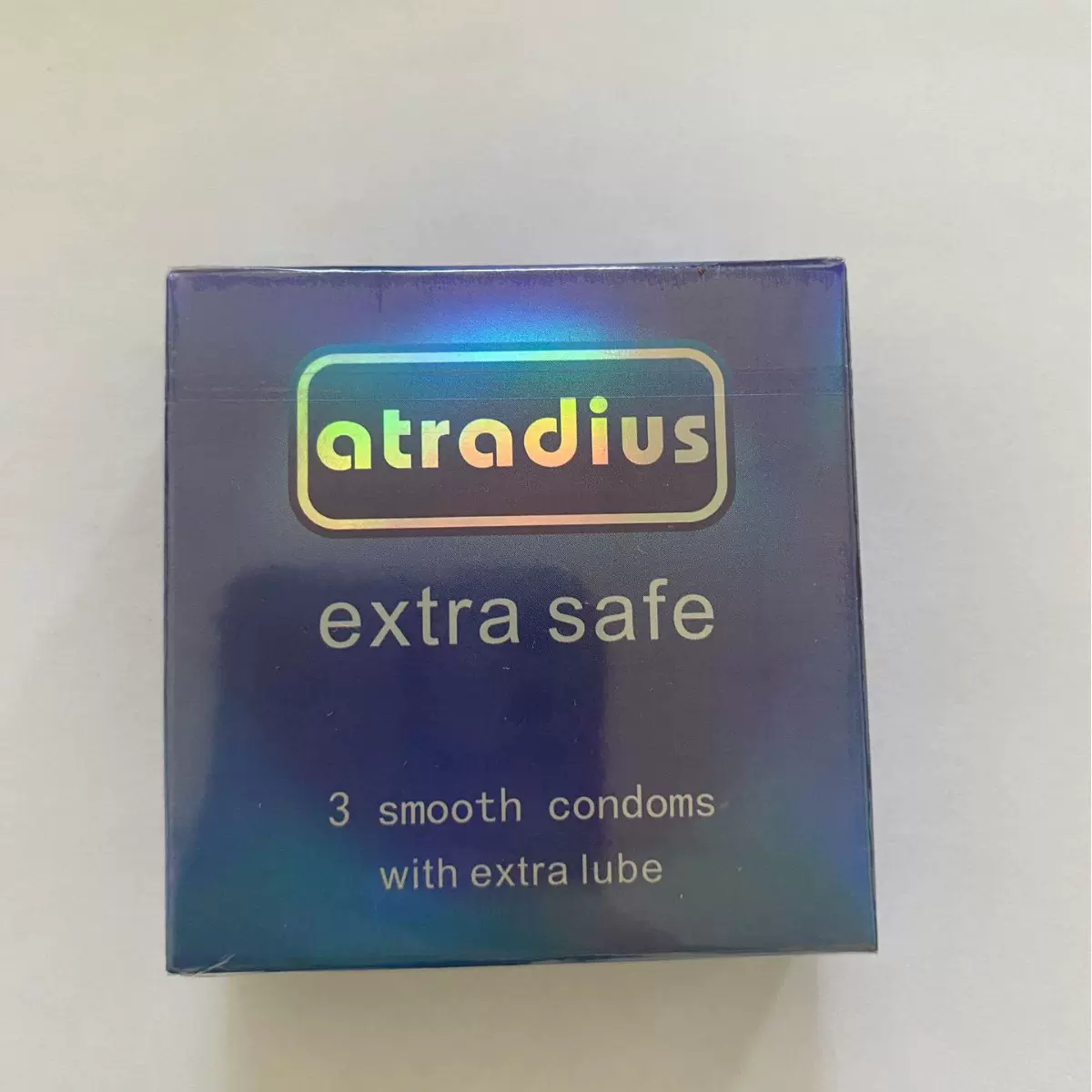 外贸现货方包英文3只出口避孕套方包光面大油量condom