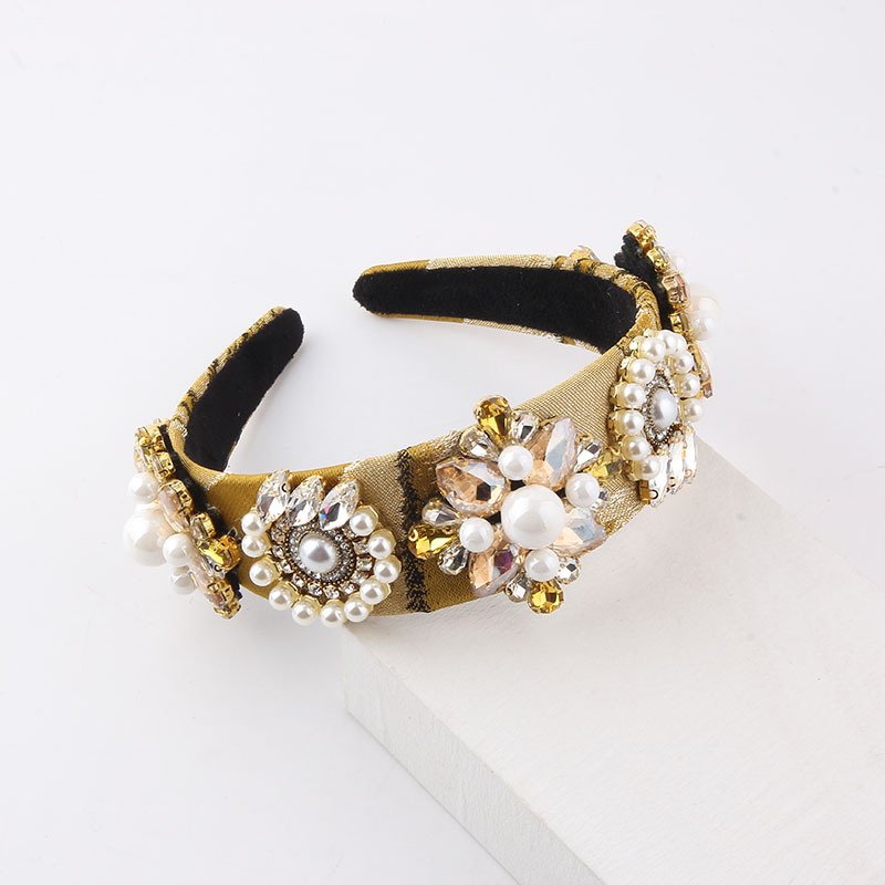 Baroque Style Flower Cloth Inlay Artificial Diamond Pearl Hair Band 1 Piecepicture4