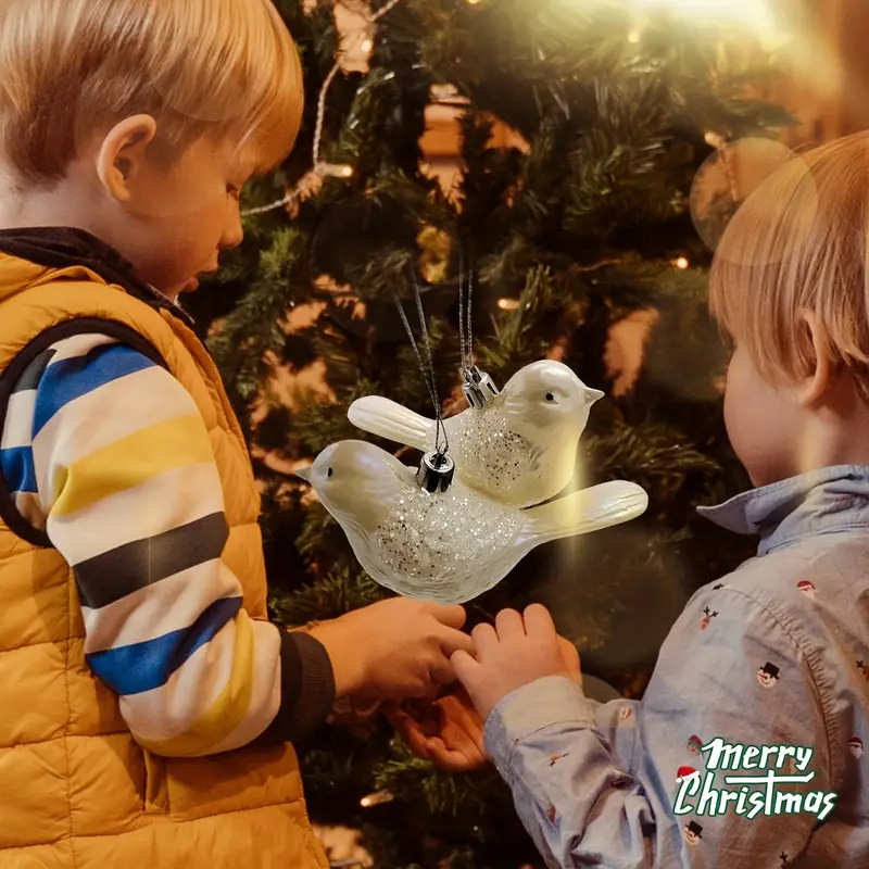 Exquisito pájaro árbol de Navidad decoración vacaciones cola decoración colgante brillo lentejuelas exquisito pájaro árbol de Navidad colgante