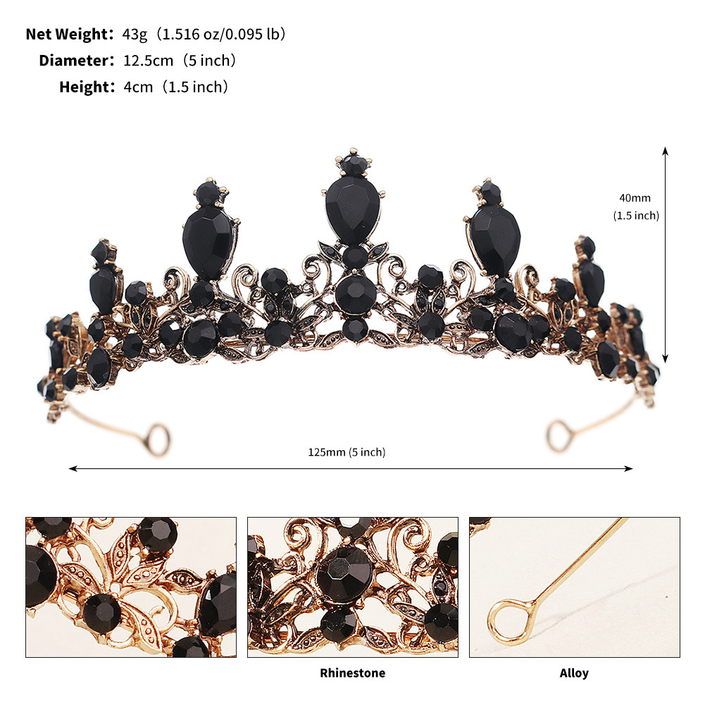 240g Weight Crown Hair Accessories Type Rhinestones, Pearl Inlay Material 1 Piece Quantity Wedding, Party Occasion Alloy Material Halloween Festival Crown Pattern Women's Gender Inlay Design Cool Style Style Halloween Cool Style Women's Crown Alloy Inlay Rhinestones Pearl Crown 36
