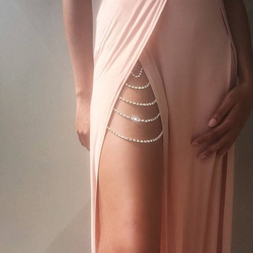 Cross-border fashion multi-layer rhinestone sexy leg strap elastic rope leg chain European and American nightclub shiny chain beautiful leg chain for women