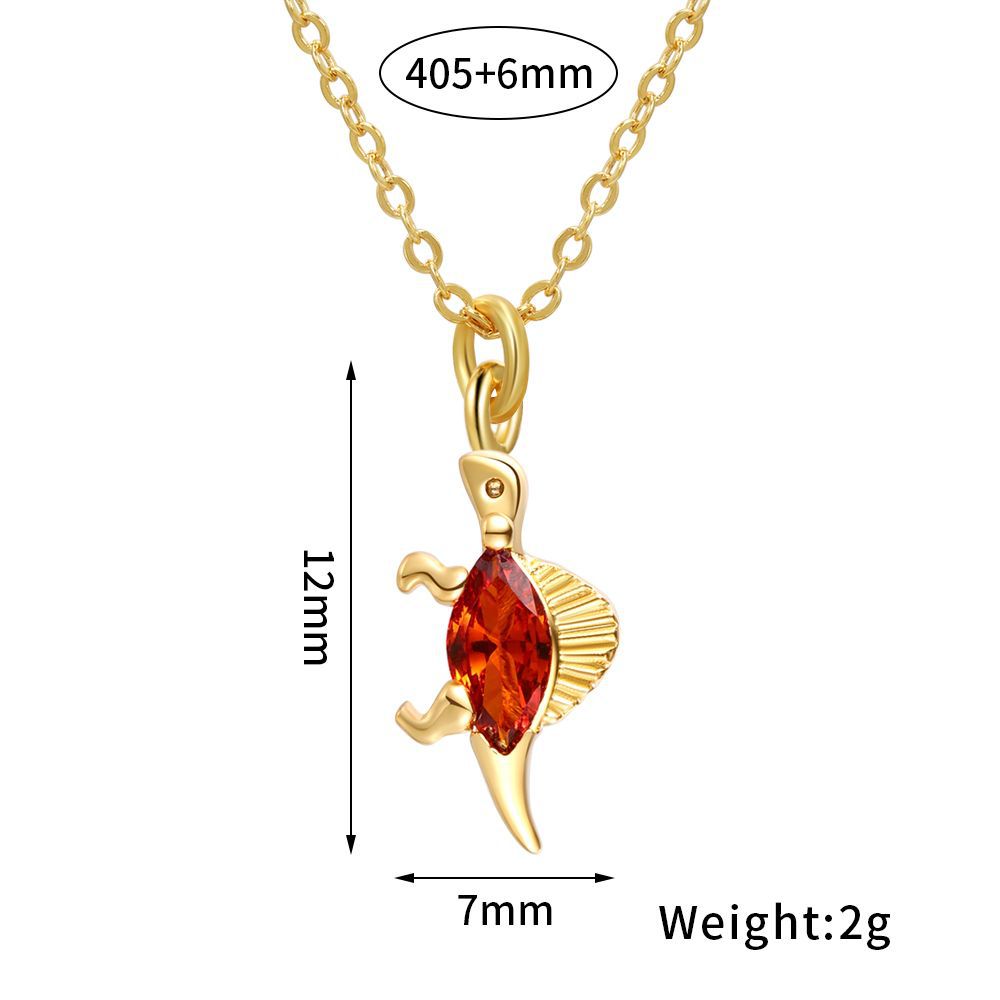 18k Populaire Petit Élément Animal Dinosaure Incrusté De Zircon Cuivre Collier En Gros Nihaojewelry display picture 2