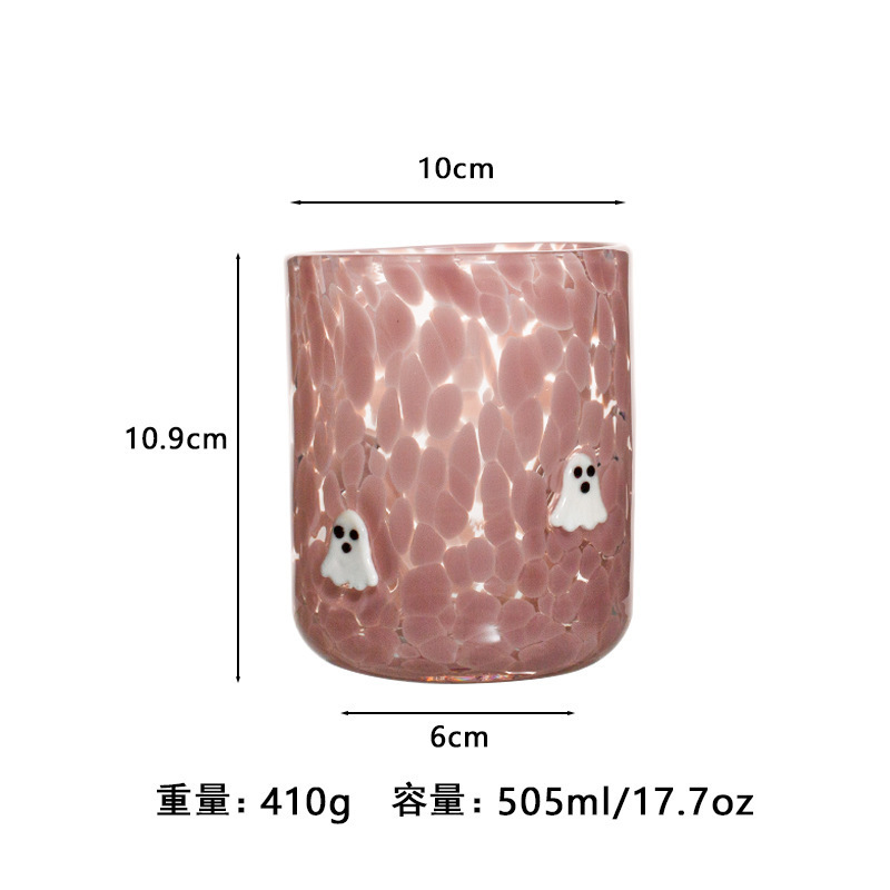 中古人工开口贴片水晶玻璃杯樱桃草莓压花贴片装饰饮品咖啡杯|undefined