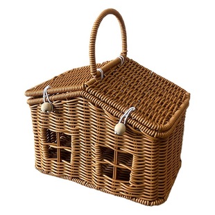 Hand-woven PP rattan-like art atmosphere photography props home rattan decoration original niche candy basket