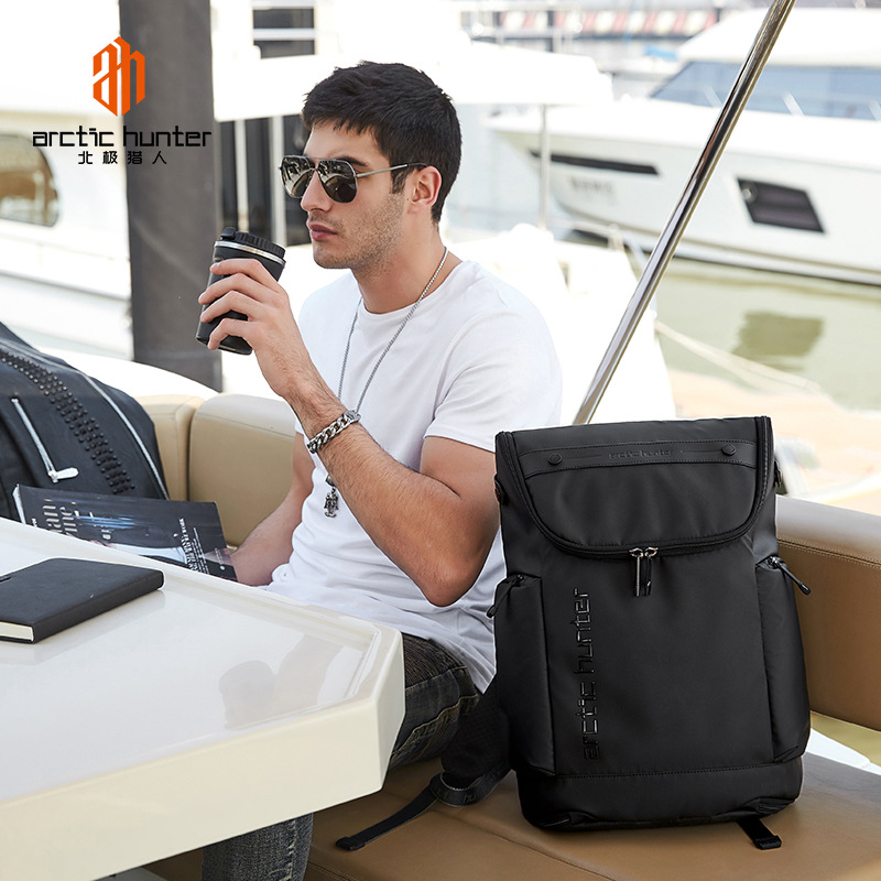 商务休闲包盖式双肩包时尚潮流防泼水书包15.6寸防盗电脑包男