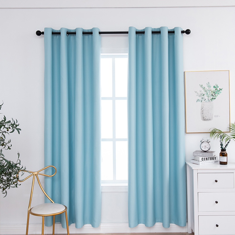 Transfronterizo acabado cortina de estilo europeo sala de estar dormitorio color sólido sombreado cortina de piso fábrica directa una entrega al por mayor