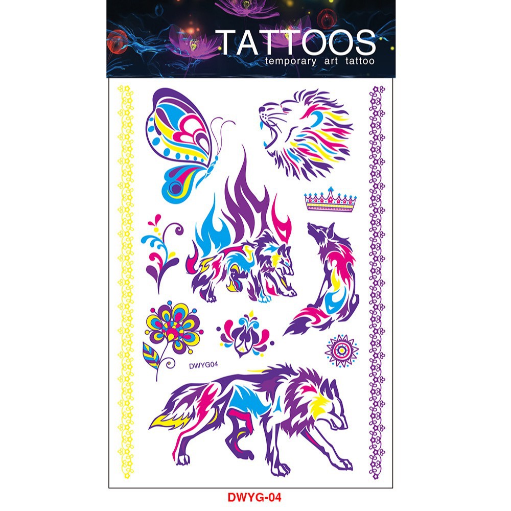 Tatuajes Temporales Fluorescentes para Brazo de Papel de Transferencia de Agua, Impermeable para Halloween