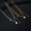 Brand small design fashionable universal necklace stainless steel, pendant, chain for key bag , trend of season