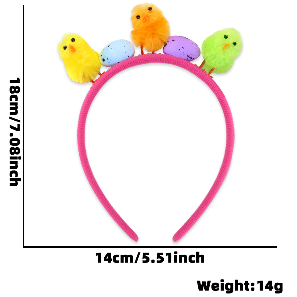 Nuevos adornos de Pascua multicolores de peluche pollo cabeza bandana fiesta vestido niños huevo bandana cabezales