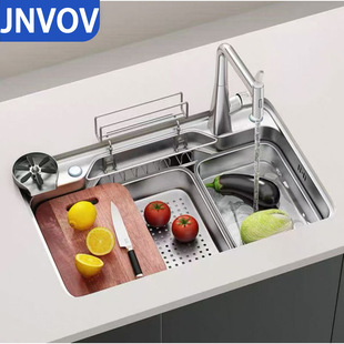 Large Single-Slot 304 Stainless Steel Kitchen Sink for Home Use, Countertop, Undermount, and Above Counter Nano Sink