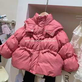 洋气女童冬韩版羽绒服宝宝保暖儿童鸭绒外套连帽面包服加厚糖果色