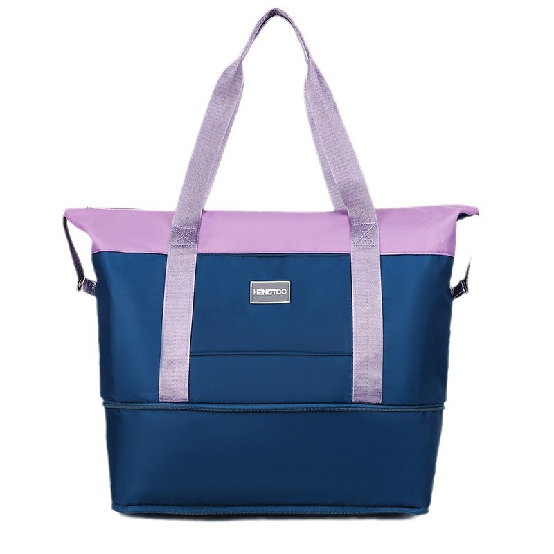 Bolsa de gimnasio de gran capacidad, expandible, de tela Oxford impermeable, con separación de seco y húmedo, bolsa deportiva para entrenamiento con colores contrastantes.