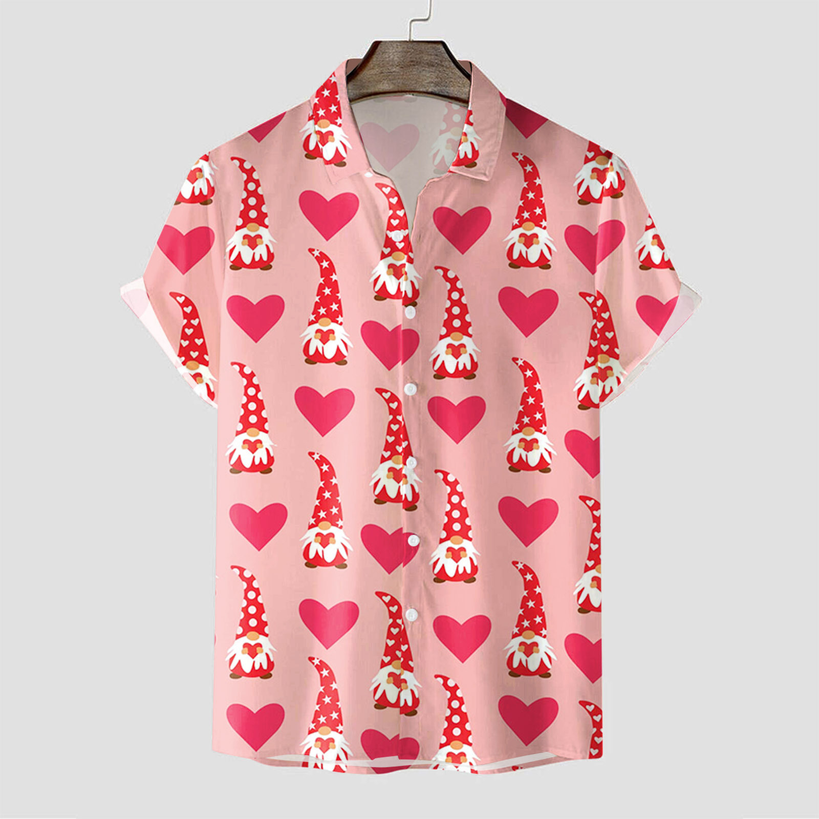 Chemise homme à manches courtes avec impression numérique 3D sur tous les côtés, chemise Saint Valentin_voghion.com