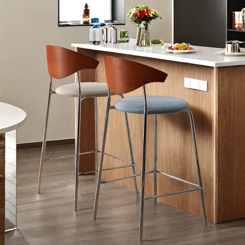 Medieval Style Scandinavian Accessible Luxury Dining Chair Home Restaurant Living Room Island Chair Leisure Bar Chair High Stool Large C Bar Chair