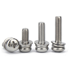 316 stainless steel combination screws, round head three combination screws, cross pan head flat spring washer three combination screws M2-M8