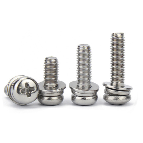 316 stainless steel combination screws, round head three combination screws, cross pan head flat spring washer three combination screws M2-M8