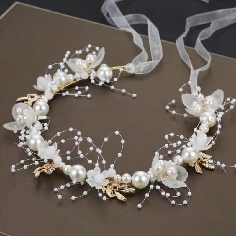 New Hot-Selling Handmade Sweet Floral Headband with Pearls, Children's Performance Costume Accessory Headband