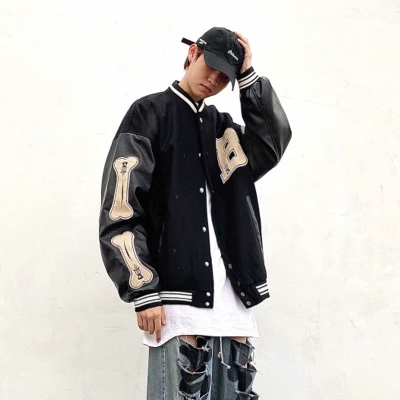 European and American high street jacket men's spring and autumn casual hip hop new baseball uniform men's loose Street jacket student fashion