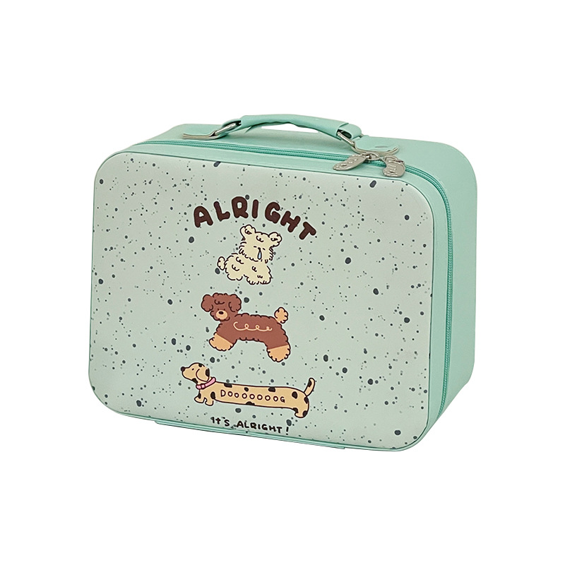 Original lindo cachorro maquillaje nuevo portátil de gran capacidad bolsa de almacenamiento de viaje con espejo bolsa de lavado de mano mujer