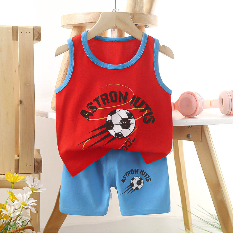 子供ベストセット純綿女の子夏服韓国風子供服新 2025 夏男の子ツーピースセット卸売|undefined