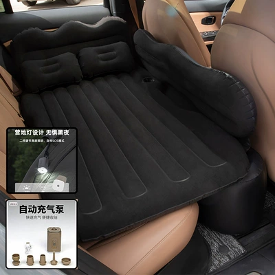 Vehicle-mounted inflatable bed | SUVs, inflatable mattress for the car - mountain-style-double-cushion-flocked-black-wireless-air-pump