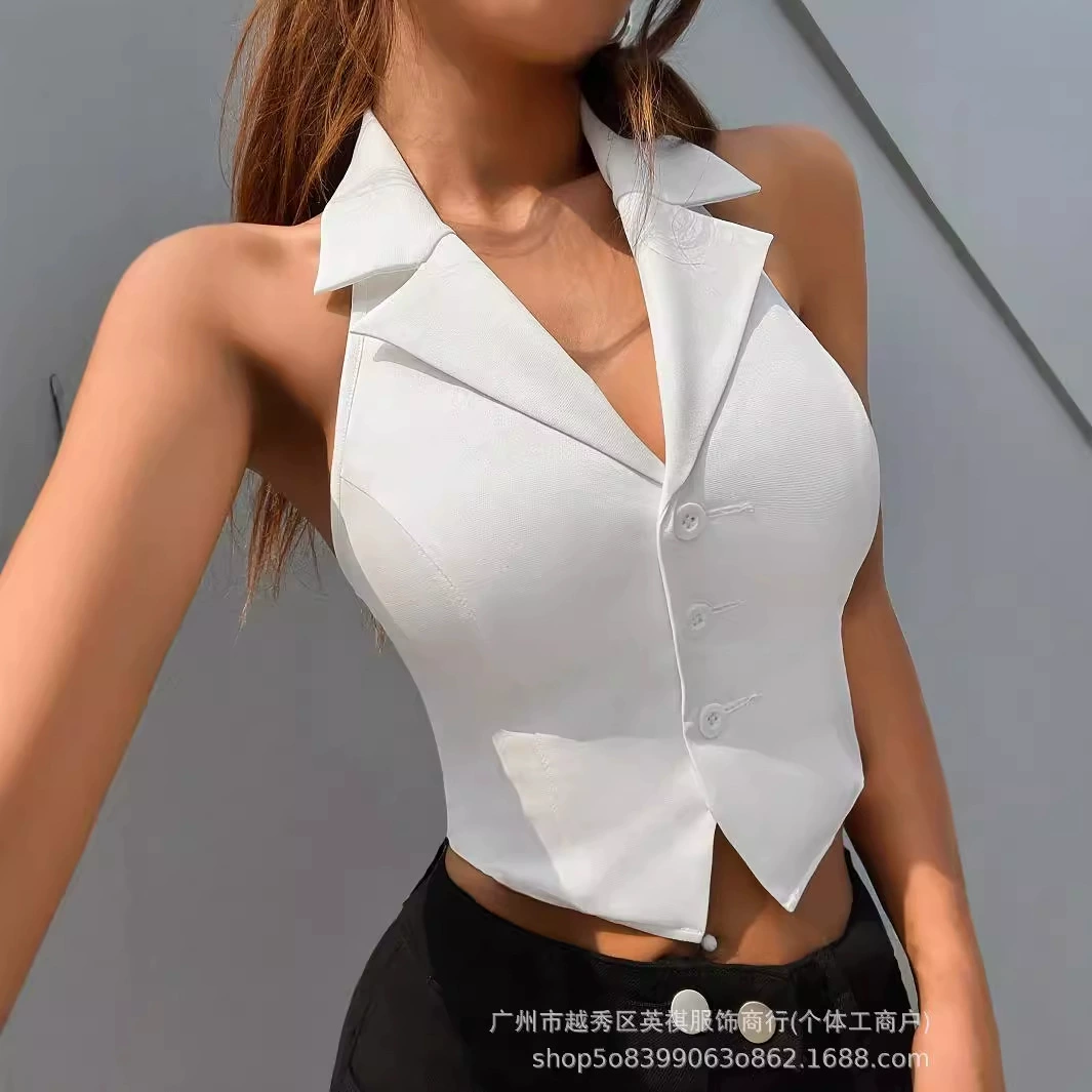 Сексуальный костюм без рукавов, жилет, европейский стиль, backless