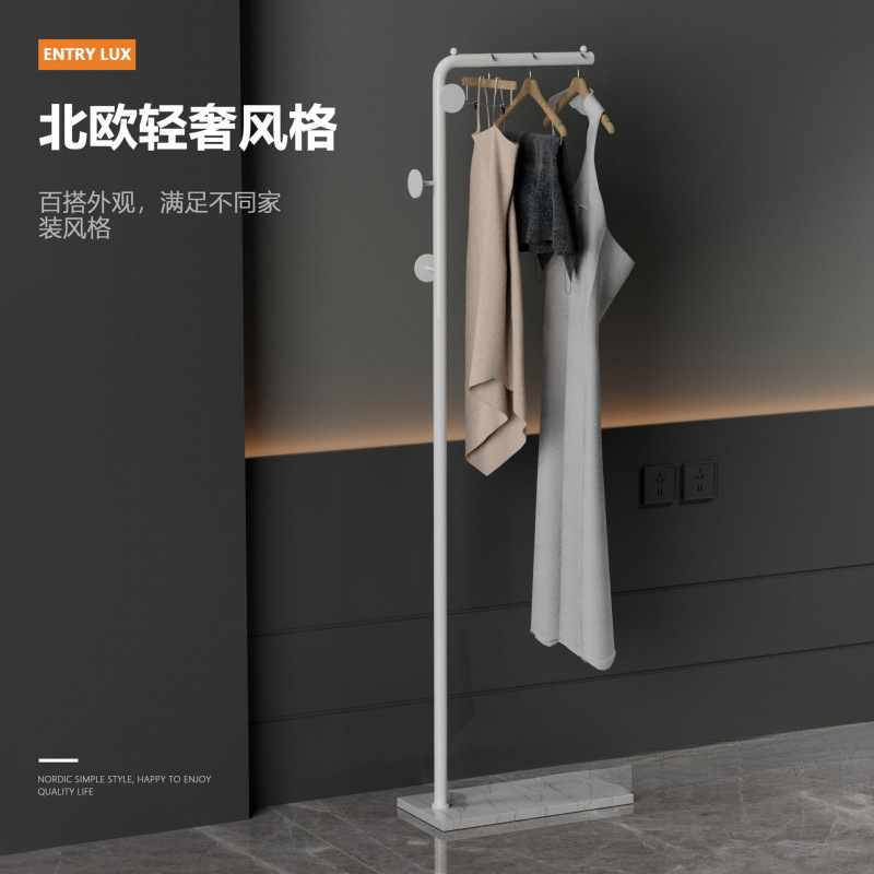 Clothes Rack Floor-Standing Bedroom Simple Metal Coat Rack Modern Light Luxury Home Clothes Rack Slate Clothes Rack