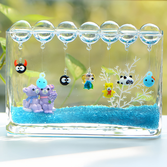 Handmade suspended glass bubble floating ball cartoon cute micro landscape fish tank aquarium decoration decoration landscaping creativity