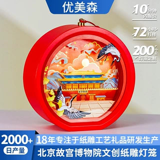 文创纸雕灯笼礼盒故宫博物馆手提纸雕灯笼diy创意纸雕灯笼定制