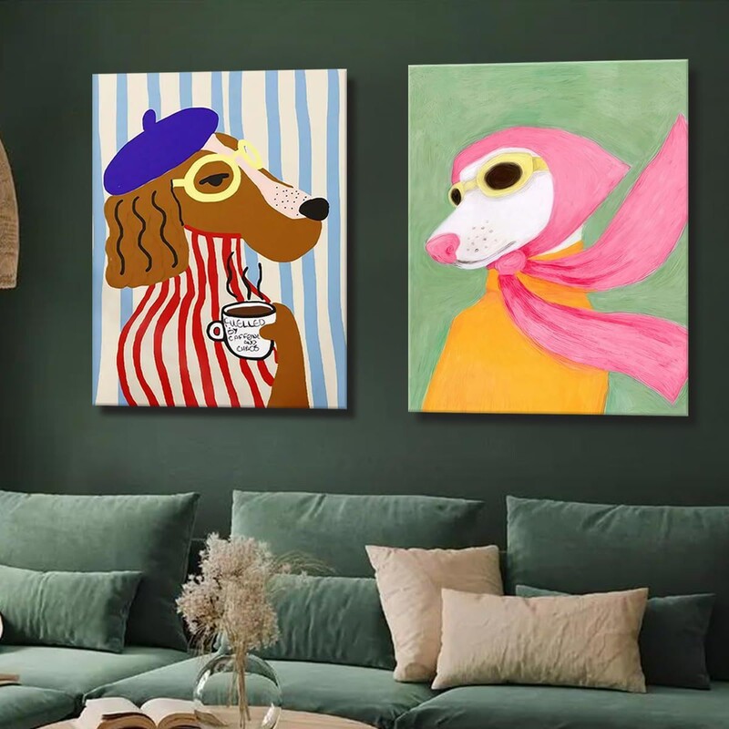 Korean Instagram Cute Dog Living Room Decorative Art Print Poster Bedroom Dining Room Wall Art Dopamine Painting Core Korean Instagram Cute Dog Living Room Decorative Art Print Poster Bedroom Dining Room Wall Art Dopamine Painting Core