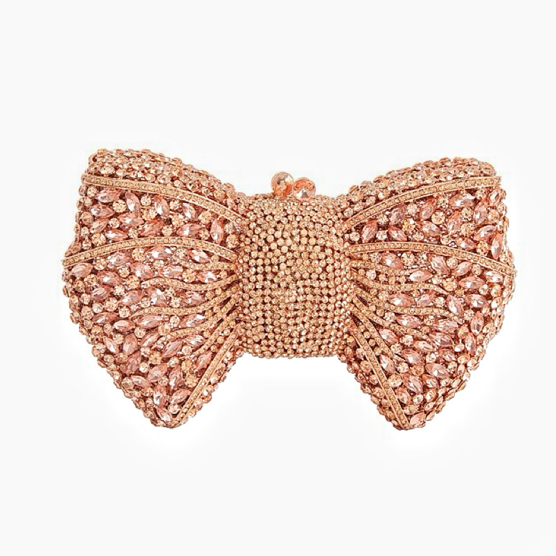 Bow cristal embrague de arco transfronterizo bolsas de cena de diamantes perforadas bolsas de mano de diamantes llenas bolsas de banquete