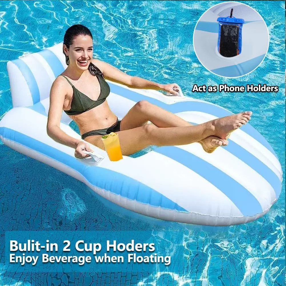 跨境热销现货成人水上休闲躺椅户外戏水pvc充气透明亮片座椅浮排