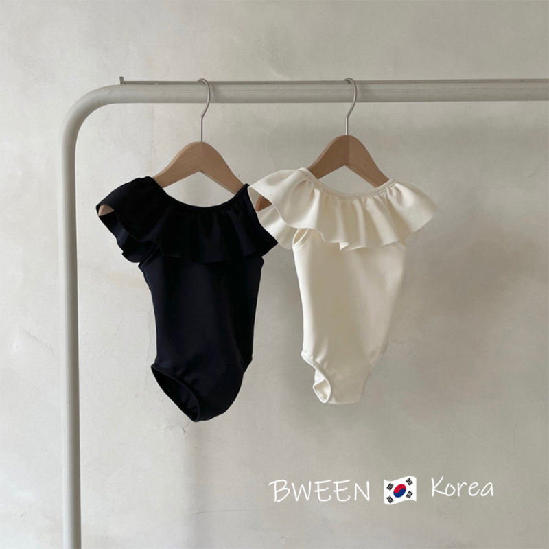 Korean Children's Clothing Baby One-Piece Swimsuit 24 Summer Style Lotus Leaf Collar Sleeveless Resort Hot Spring Seaside Girls Swimsuit