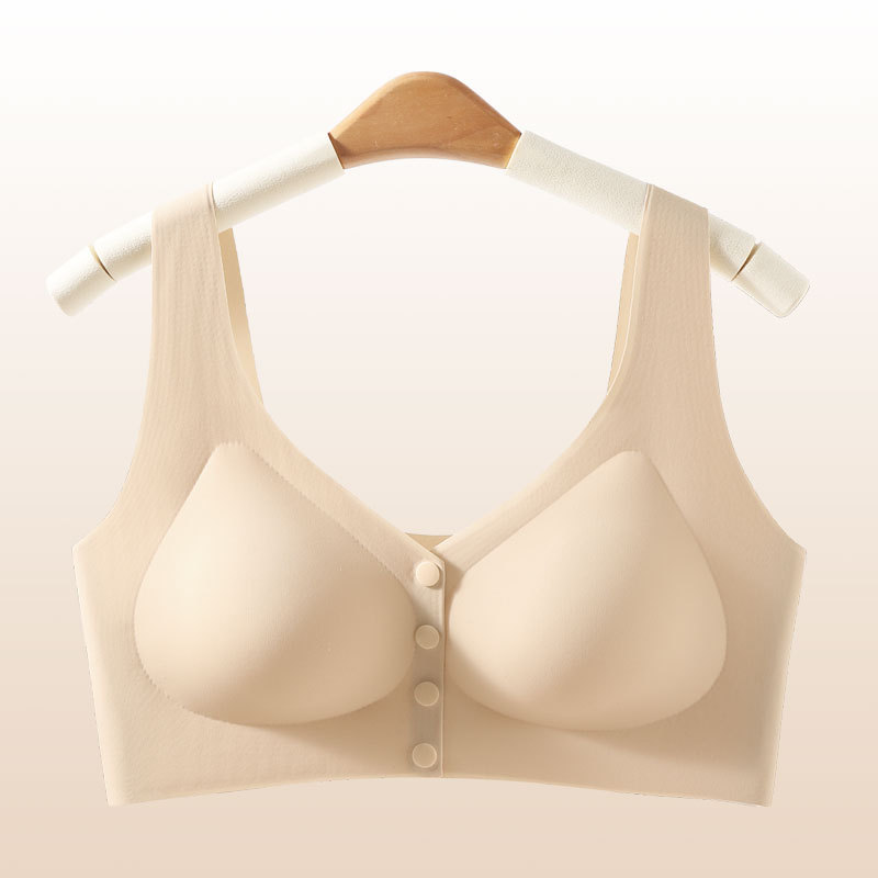 前开扣中老年文胸女士无痕舒适无钢圈聚拢收副乳防下垂妈妈内衣|undefined