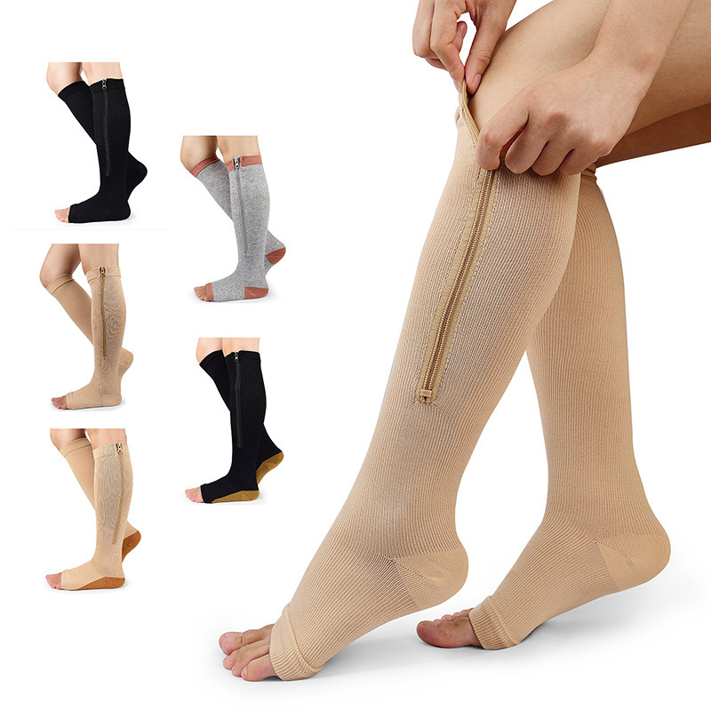Zip sox compression socks skin color zipper compression socks leak foot sports compression socks in stock