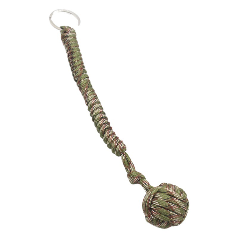 Paraguas cuerda tejida bola de acero serpiente nudo bola mono puño paraguas cuerda supervivencia al aire libre llavero paraguas cuerda colgante bola