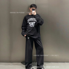 还原正确版2025新款we小众潮牌美式裂纹W字母印花情侣男女长袖T