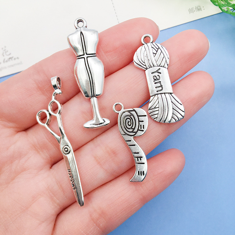 DIY accesorios de la joyeria vintage COLLAR COLGANTE accesorios 1 Xizango aleación de plata accesorios tijeras colgante fabricación de joyas