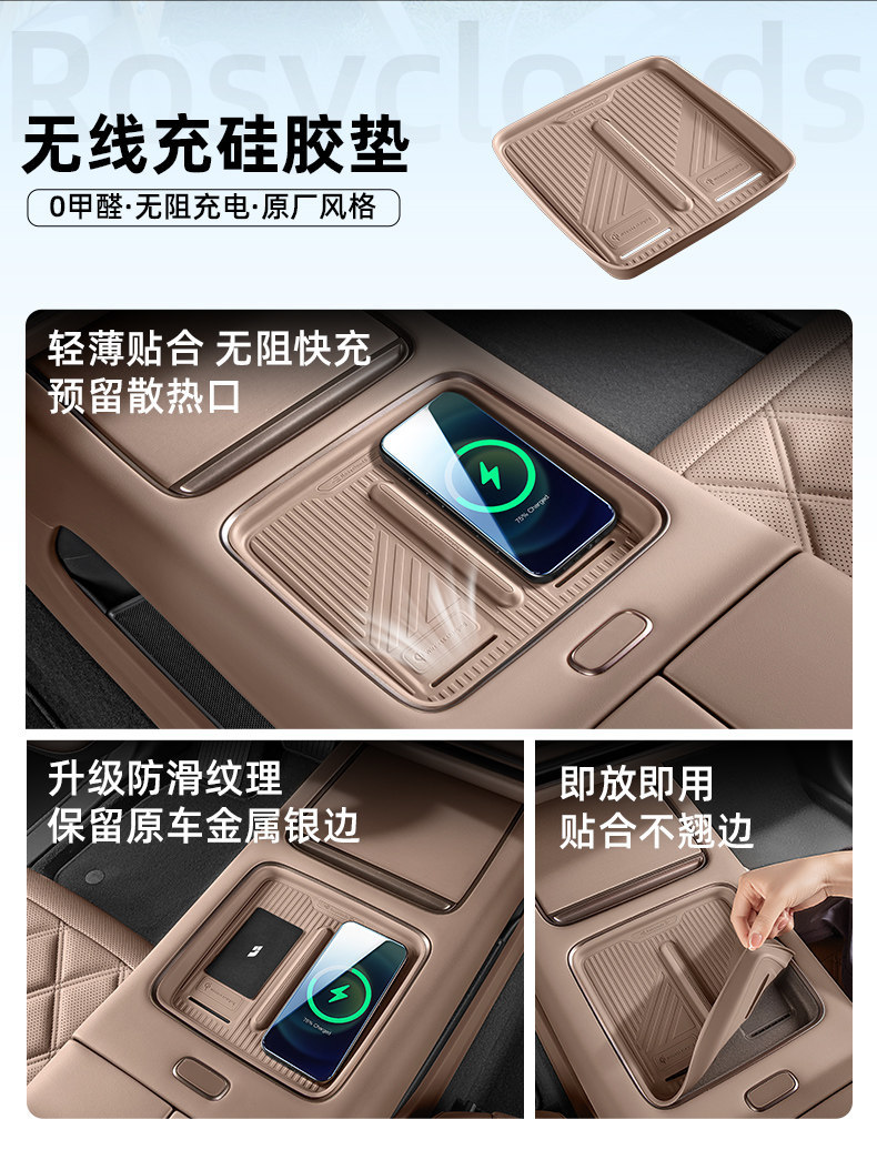 Suitable for 26 models of the Ideal L6 Ultra wireless charging silicone pad, a complete set of central console storage accessories and car interior decoration products