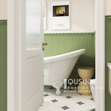 趣所法式复古卫生间瓷砖花砖地砖 绿色海基布浴室厕所墙砖300x900