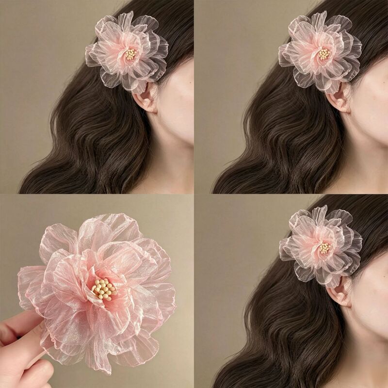 French Gentle Elegant Mesh Simulation Flower Hairpin High Color Value Photo Props Hairpin Headwear Hair Accessories for Women French Gentle Elegant Mesh Simulation Flower Hairpin High Color Value Photo Props Hairpin Headwear Hair Accessories for Women