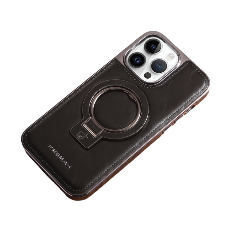 Aplicable a iPhone14Pro caso de cuero galvanizado 13Max anillo hebilla caja del teléfono móvil Apple 12 funda protectora 15 Funda de cuero