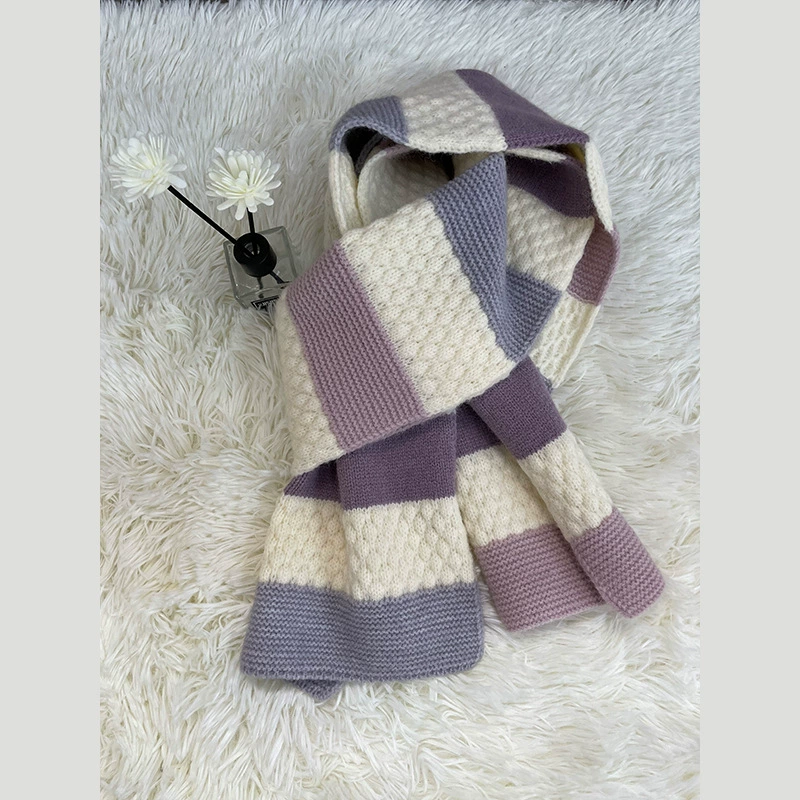 Retro long keep warm knitted scarf, Korean style