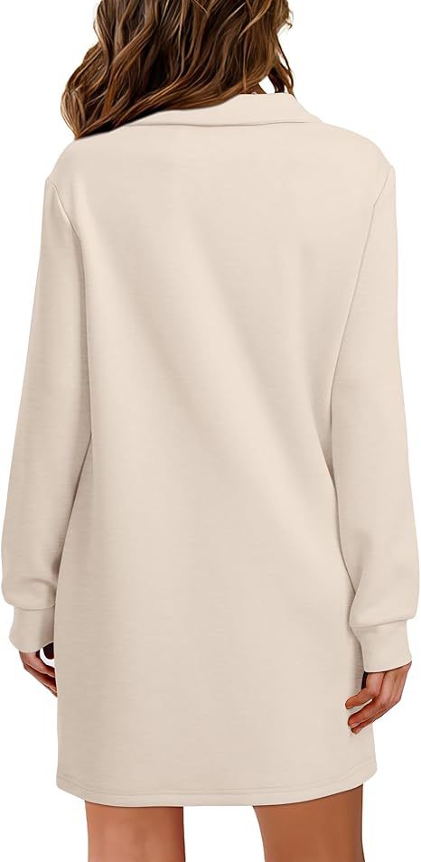 Women Clothing Collared Long Sleeve Casual Solid Color Sports Sweater Dress