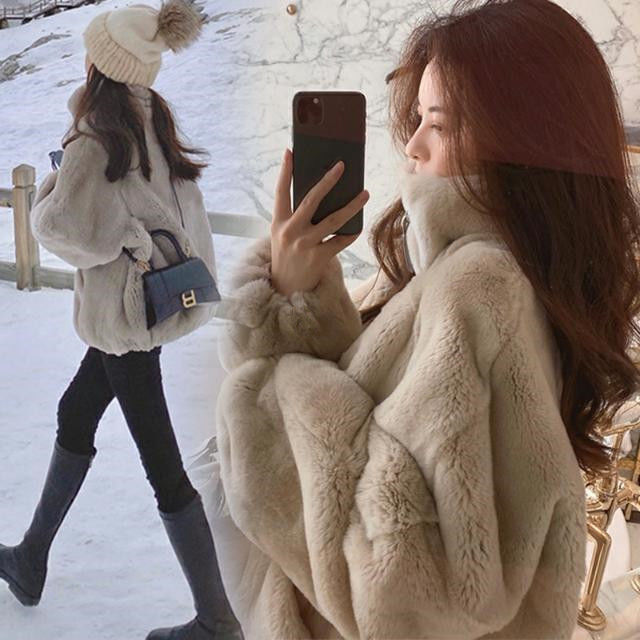 Double-sided velvet 2024 winter new plush coat stand collar all-match small children's net popular student xiangfeng fluffy Double-sided velvet 2024 winter new plush coat stand collar all-match small children's net popular student xiangfeng fluffy