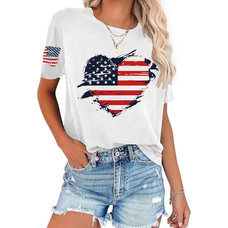 【European Size Cotton T-Shirt】2026 Usa Women's Shirt July 4Th T-Shirt Patriotic Shirt Independence Day 【European Size Cotton T-Shirt】2026 Usa Women's Shirt July 4Th T-Shirt Patriotic Shirt Independence Day