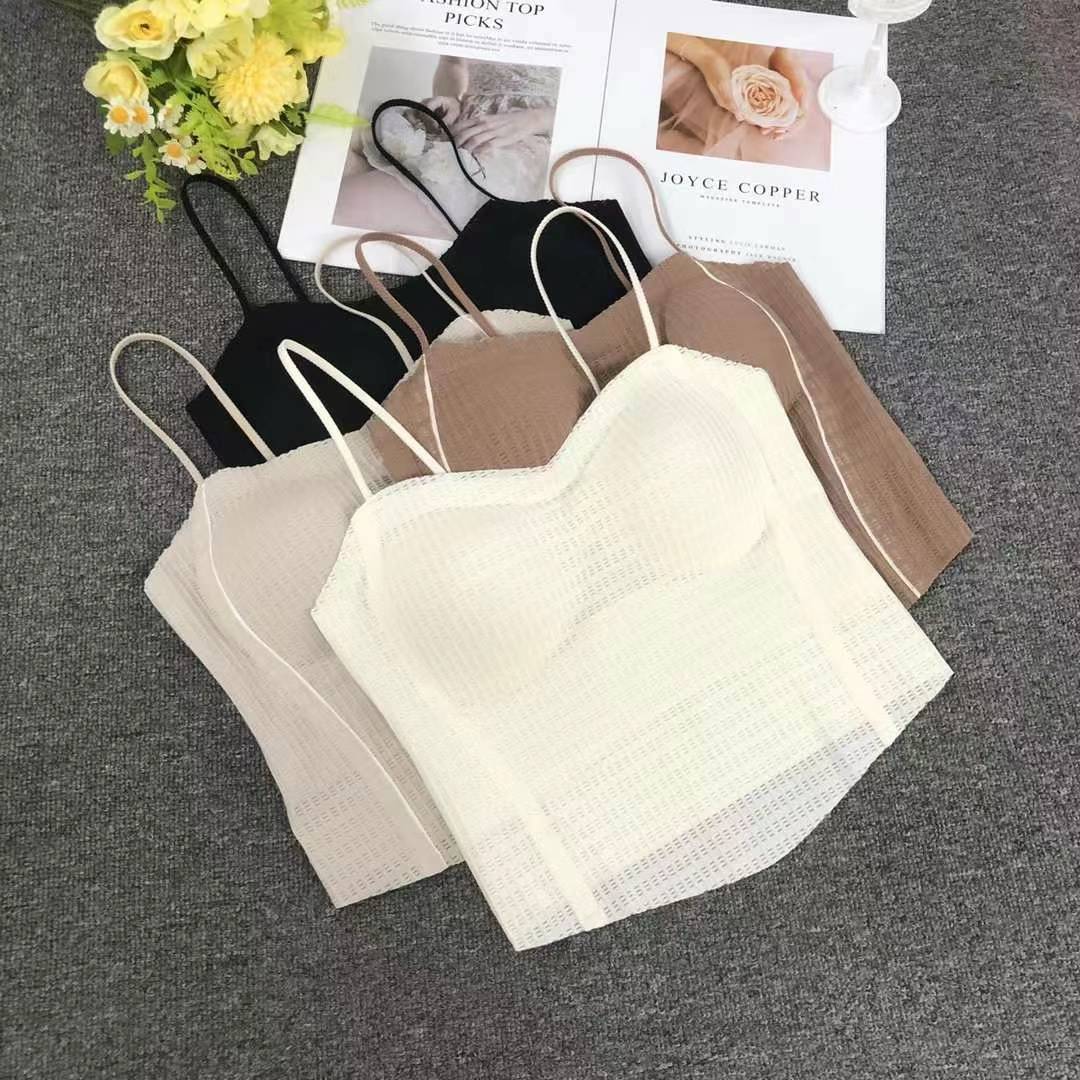 Nuevo pegatino belleza de la espalda de la niña chaleco sin marcas sin anillo de acero bra de yoga ropa interior deportiva mujer al por mayor